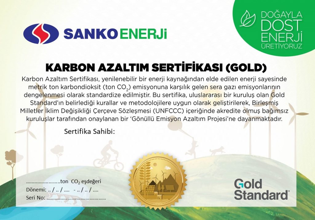 1618564834 SankoEnerji GoldStandard Sertifika 1024x717 - Sanko Enerji “Yeşil Enerji Sertifikaları” Sunuyor
